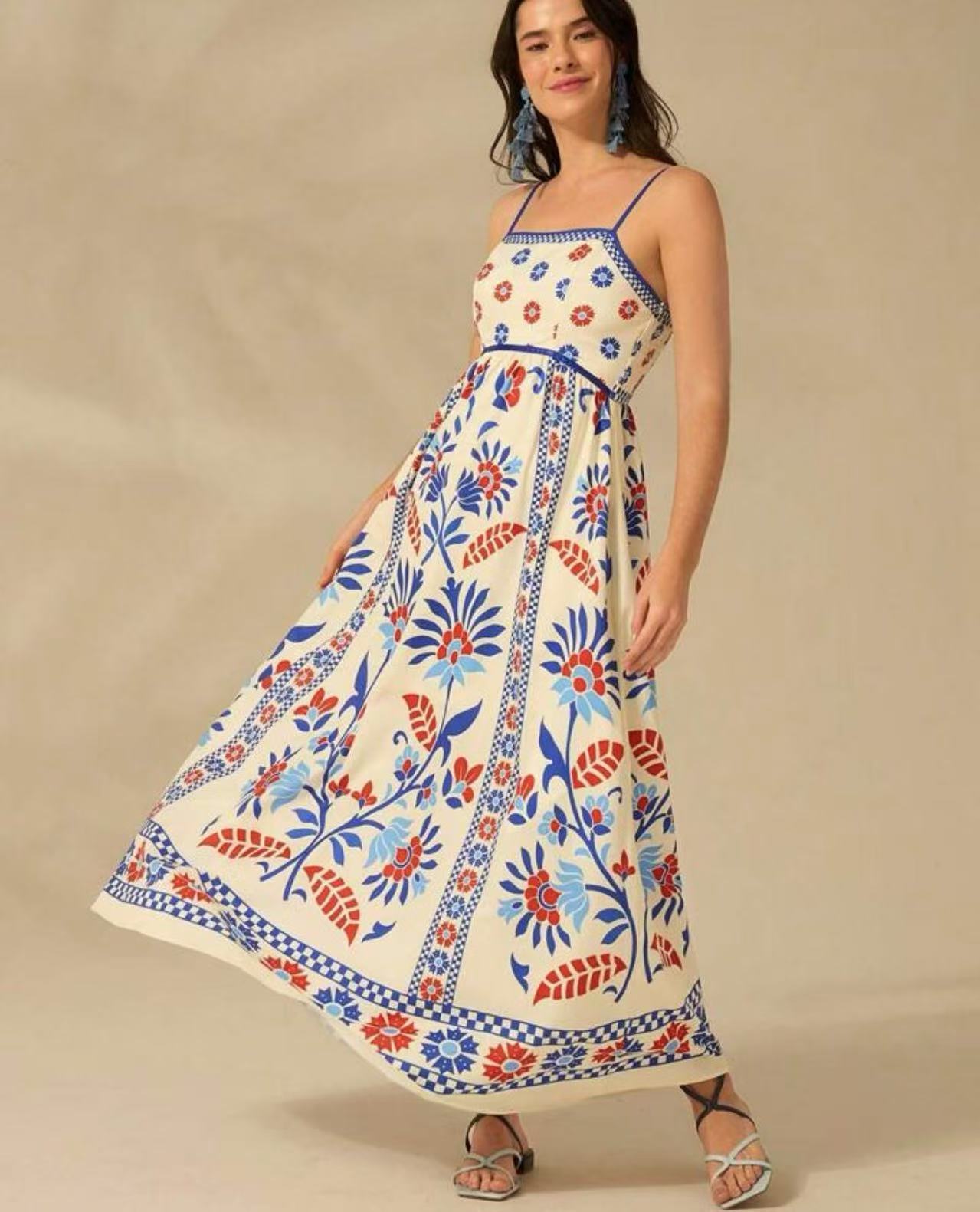 Printing Slip Dress Vacation Style Women's Clothing - Norellé
