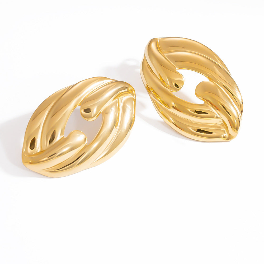 Stainless Steel High-grade 18K Real Gold Irregular Earrings - Norellé