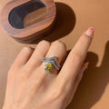 Ring Full Diamond V Word Fashion Fully-inlaid Yellow Diamond - Norellé