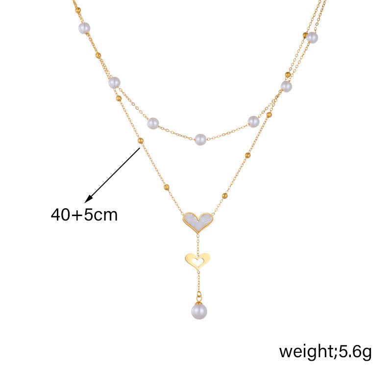 Special-interest Retro Double-layer Chain Pearl Butterfly Tassel Pendant Necklace - Norellé