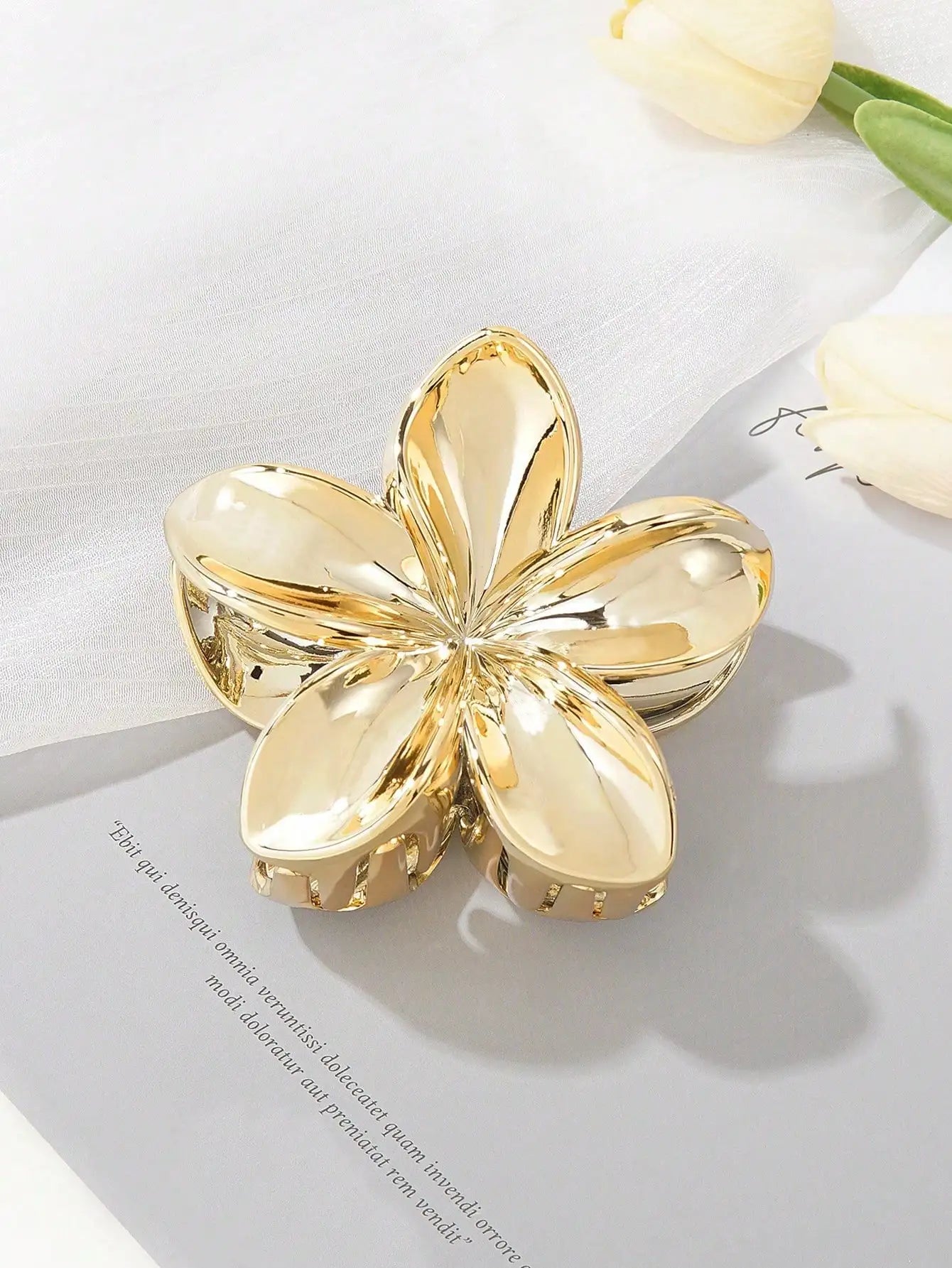 1/2 Pcs Fashion Simple Shiny Egg Flower Hair Claws - 1 pcs gold
