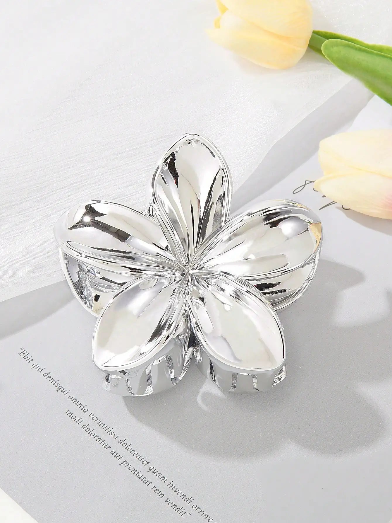 1 Pcs Fashion Spray Painted Egg Flower Hair - pcs sliver