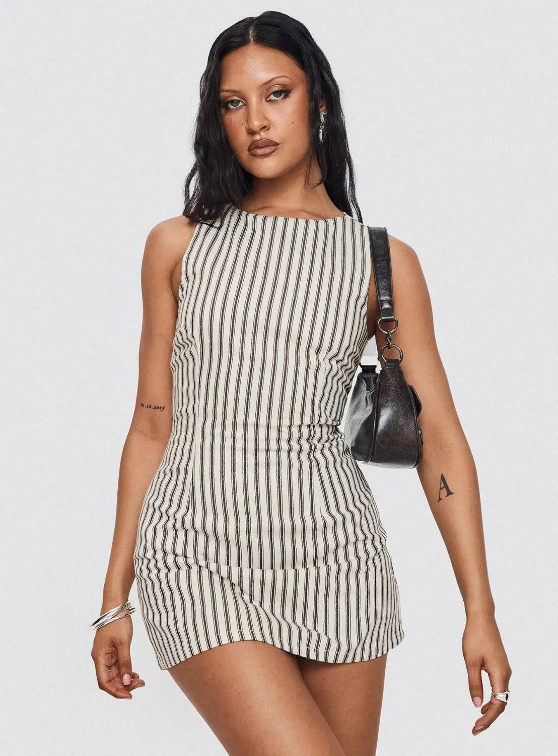 Round-neck Comfortable Casual Striped Sleeveless Dress