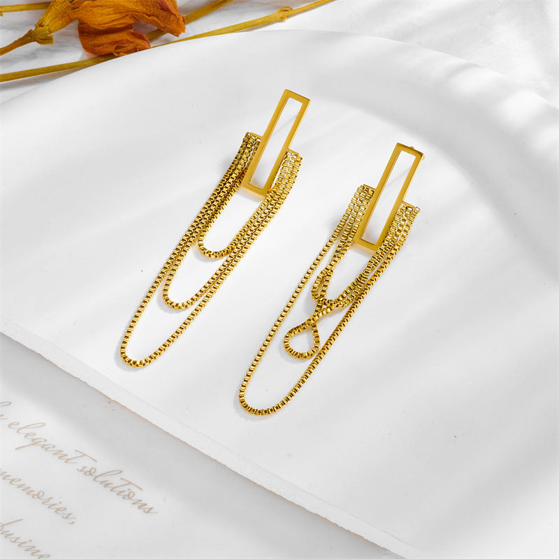 Temperament Entry Lux Multi-layer Tassel Chain Earrings - Norellé
