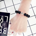 Fashion Obsidian With 925 Silver Couple Bracelet - Norellé