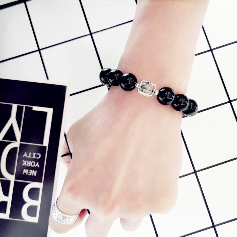Fashion Obsidian With 925 Silver Couple Bracelet - Norellé