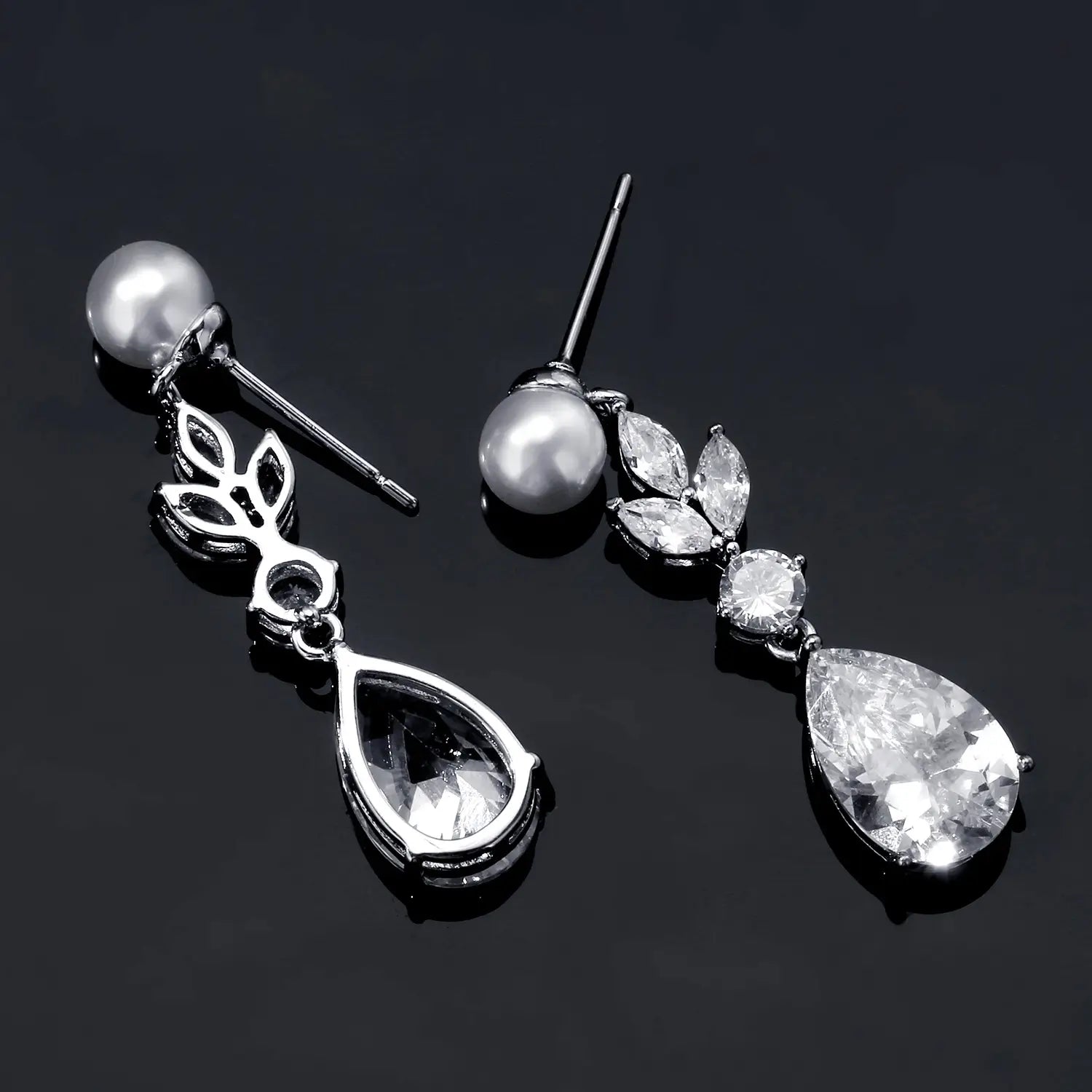 Leaves Zircon Water Drop Earrings Women