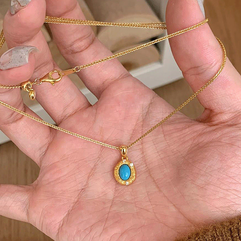 Retro Turquoise Necklace Shining Stars Blue Green Pine Hanging - Norellé