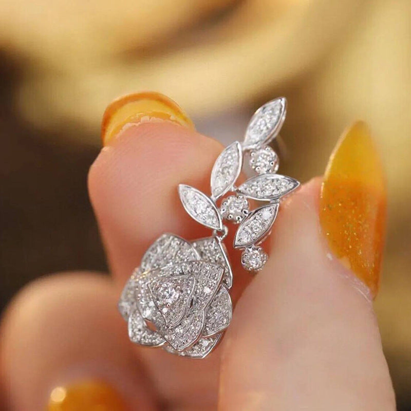 Flower Rose Earrings For Women Shiny - Norellé
