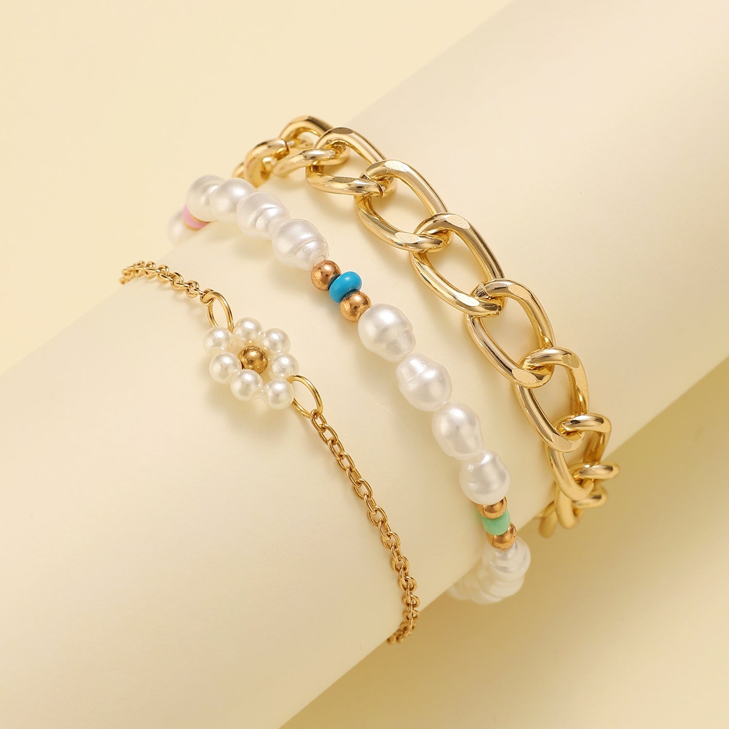 Simple Cuban Thick Chain Pearl Flower Female - Norellé