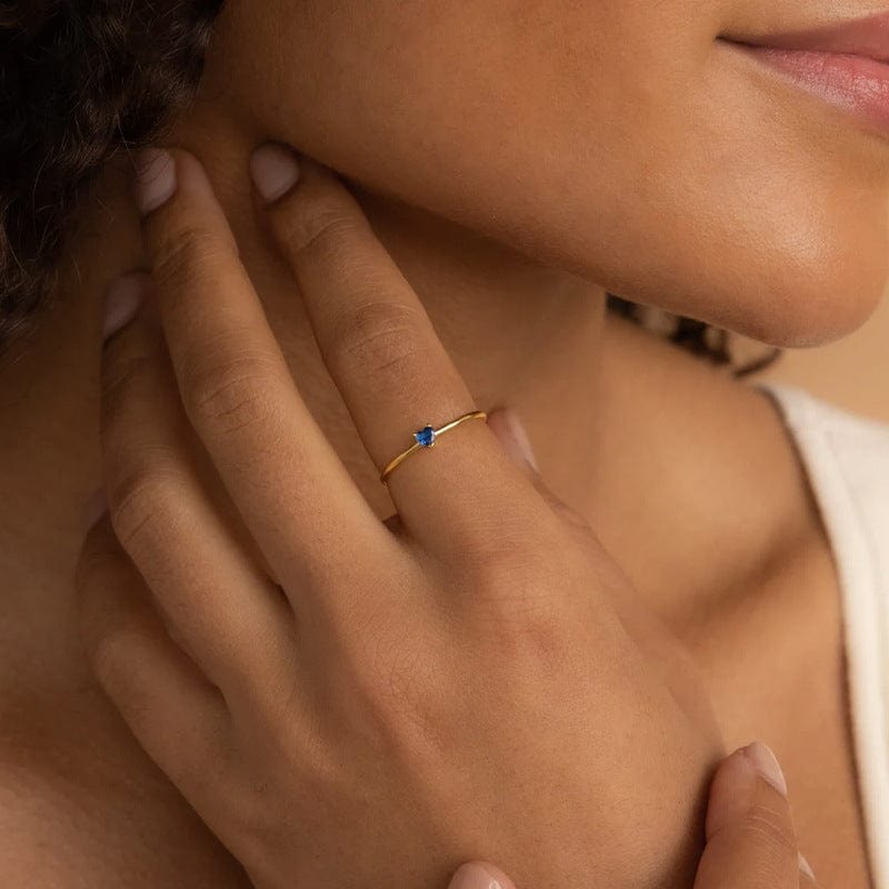 12-color Birthday Stone Peach Heart Zircon Ring - electronic accessories