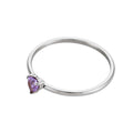 12-color Birthday Stone Peach Heart Zircon Ring - Steel Light Purple / No 5 - electronic accessories