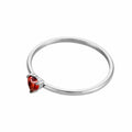 12-color Birthday Stone Peach Heart Zircon Ring - Steel Red / No 5 - electronic accessories