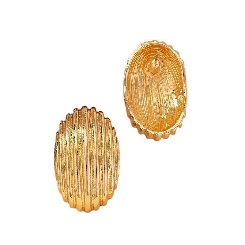 Vintage Crumpled Metal Hollow Semi-circle Earrings - Norellé