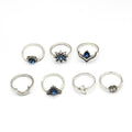 Sun Crescent Triangle Gem Fishtail Flower Ring Suit - Norellé