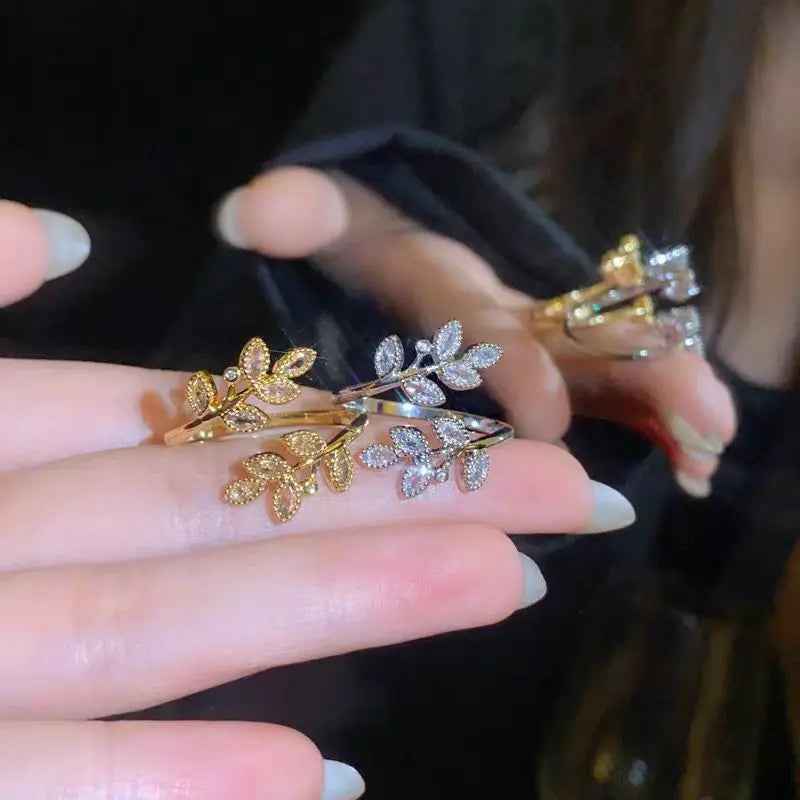 Leaves Open Ring Female Light Luxury Temperament High Sense - Norellé