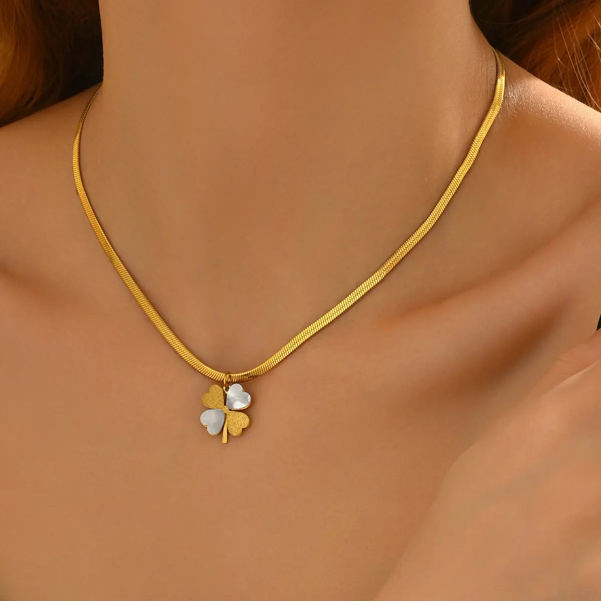 Lxalry 18K Gold Plated Double Luck Necklace  Four Leaf Clover Charm Hypoallergenic Jewelry Tarnish Free Gift For Women Wife Mom  Valentine S Day Birthday Everyday Elegance - Norellé