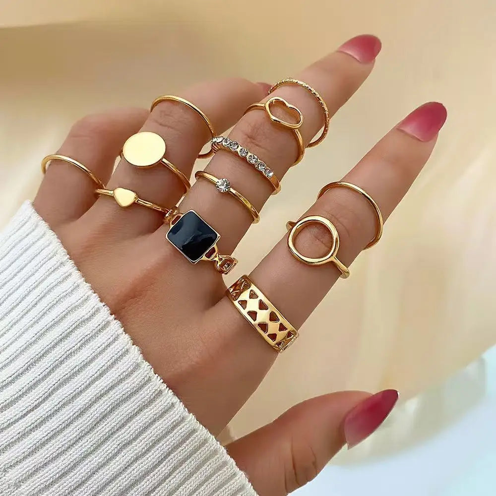 12PCS Set Irregular Geometric Ring - J020020-01