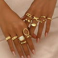 12PCS Set Irregular Geometric Ring - J020040-01