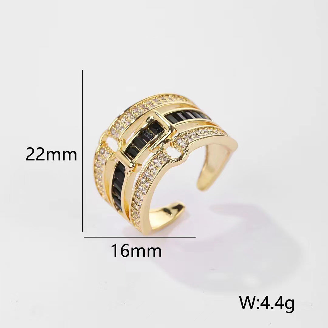 Retro Gemstone Affordable Luxury Fashion Open-end Personality Ring - Norellé