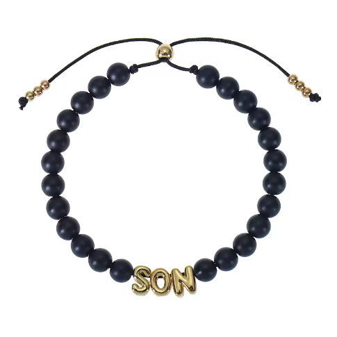Bubble Letter Bracelet, Natural Stone Name Bracelet - Norellé