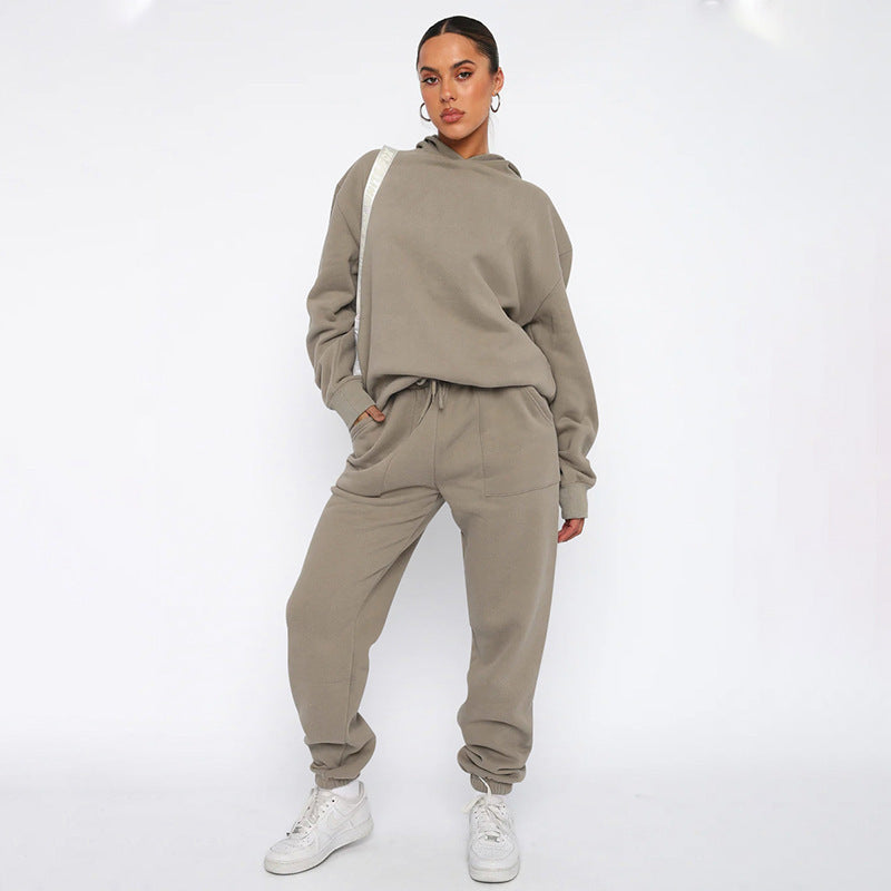 Hooded Long Sleeve Sweater Women's Clothing Fashion Casual Trousers Suit - Norellé