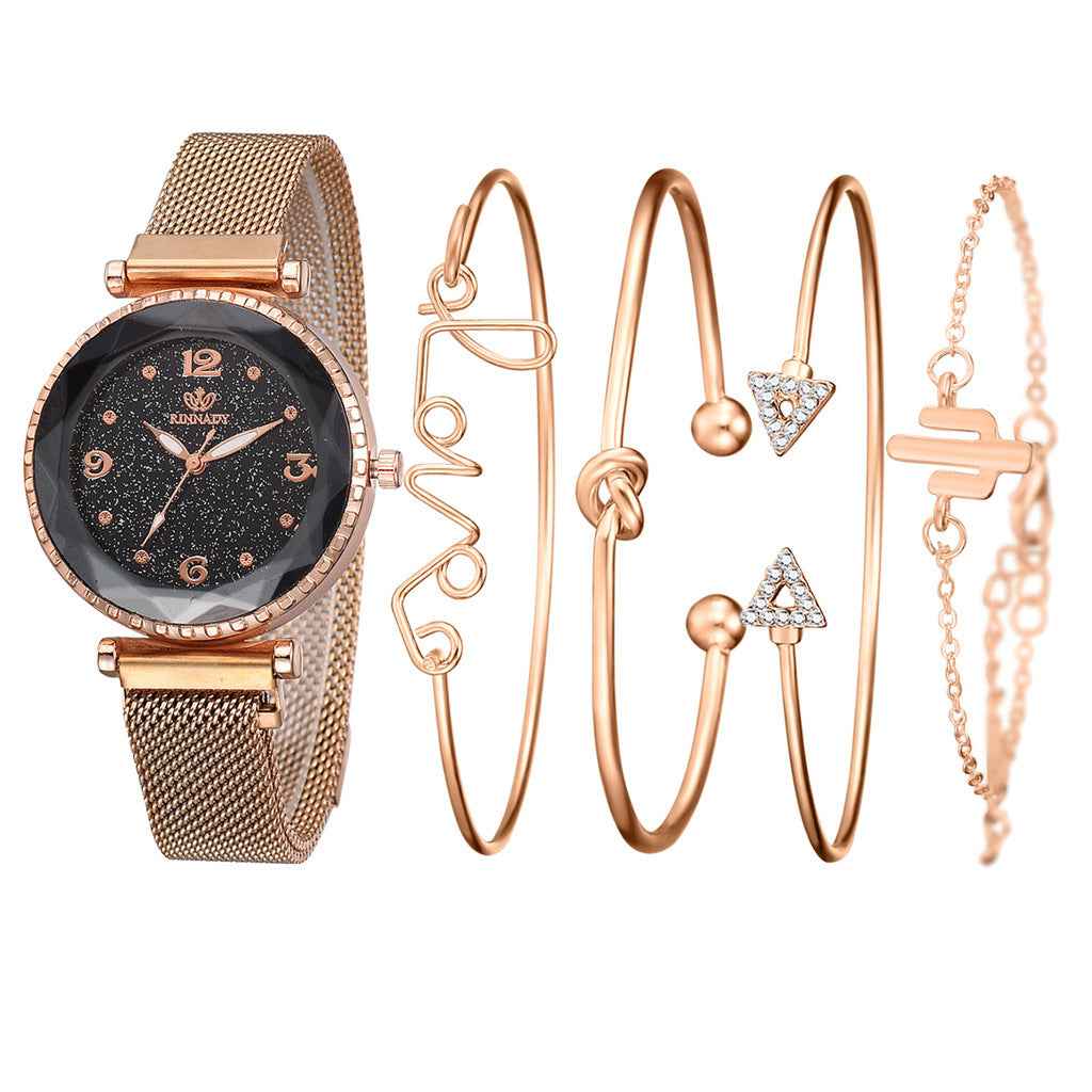 Women Watches Starry Sky Magnet Buckle Fashion Bracelet Wristwatch Roman Numeral Simple Clock Gift - Norellé