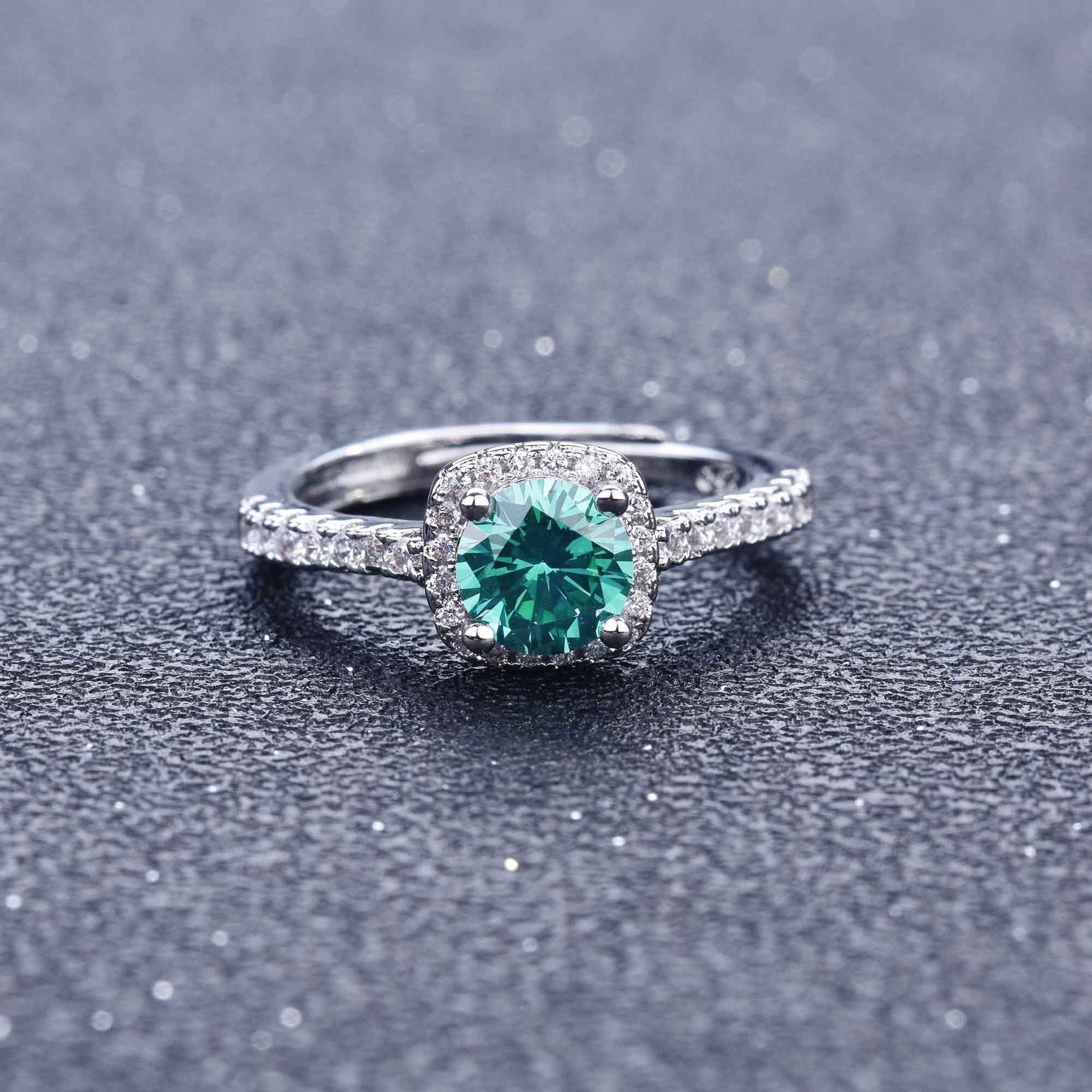 Blue Green Zircon Ring Classic 1 Karat Square Bag Luxury Niche Women's Ring - Norellé