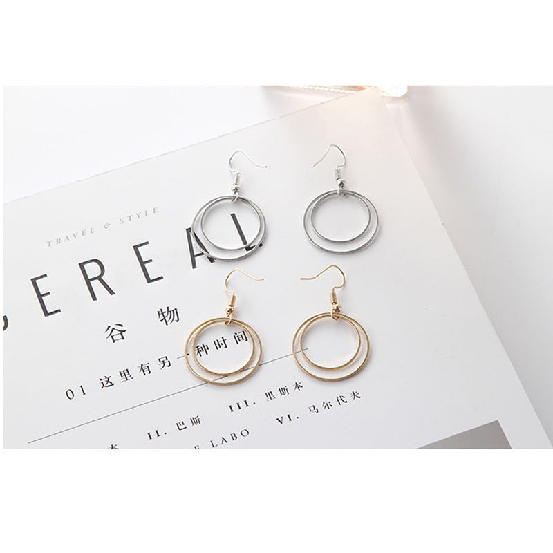 Metal Double-layer Geometric Small Circle - Norellé