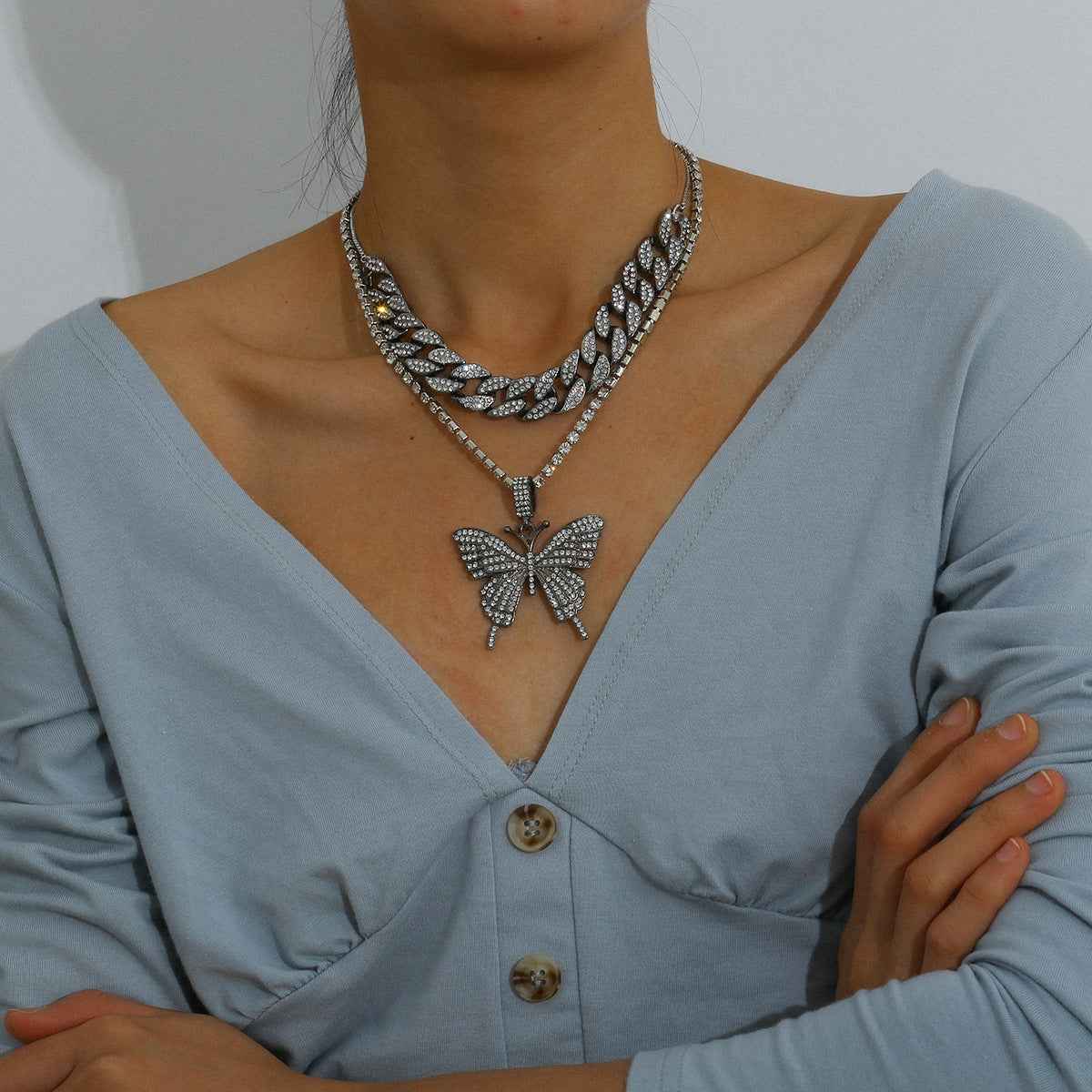 Necklace with diamond butterfly necklace - Norellé