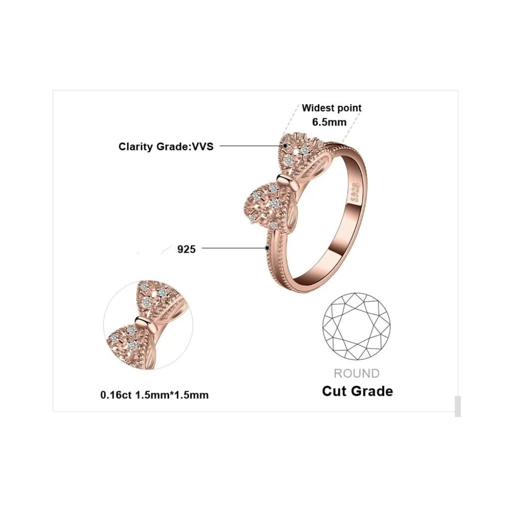 Three-dimensional Bow Ring Women’s Rose Gold Simple