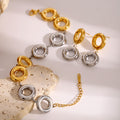 Stainless Steel Gold And Silver Contrast Color Ring Pendant Earrings - Norellé