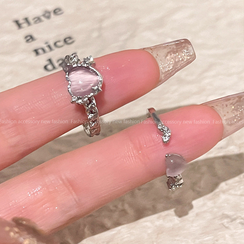 Niche High Sense Opal Love Heart-shaped Ring - Norellé