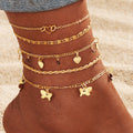 Butterfly Summer Beach Style Anklet Five-piece Set - Norellé