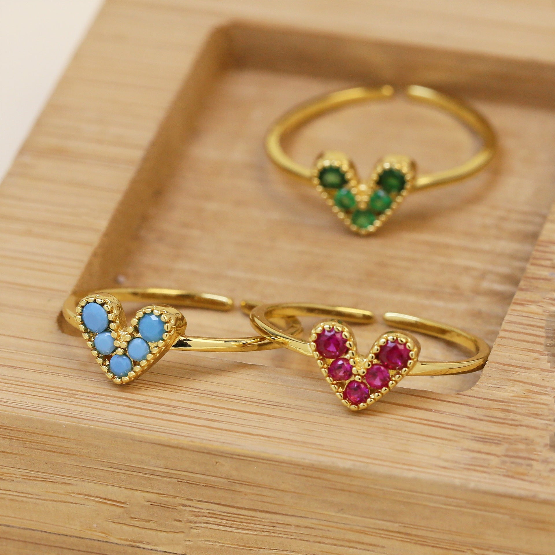 Brass 18K Gold Plated Color Zirconium Love Women's Ring - Norellé
