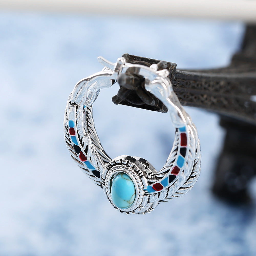 Inlaid Turquoise Eagle Feather Ring - Norellé