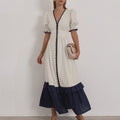 Linen Contrast Color Cardigan Dress - Norellé