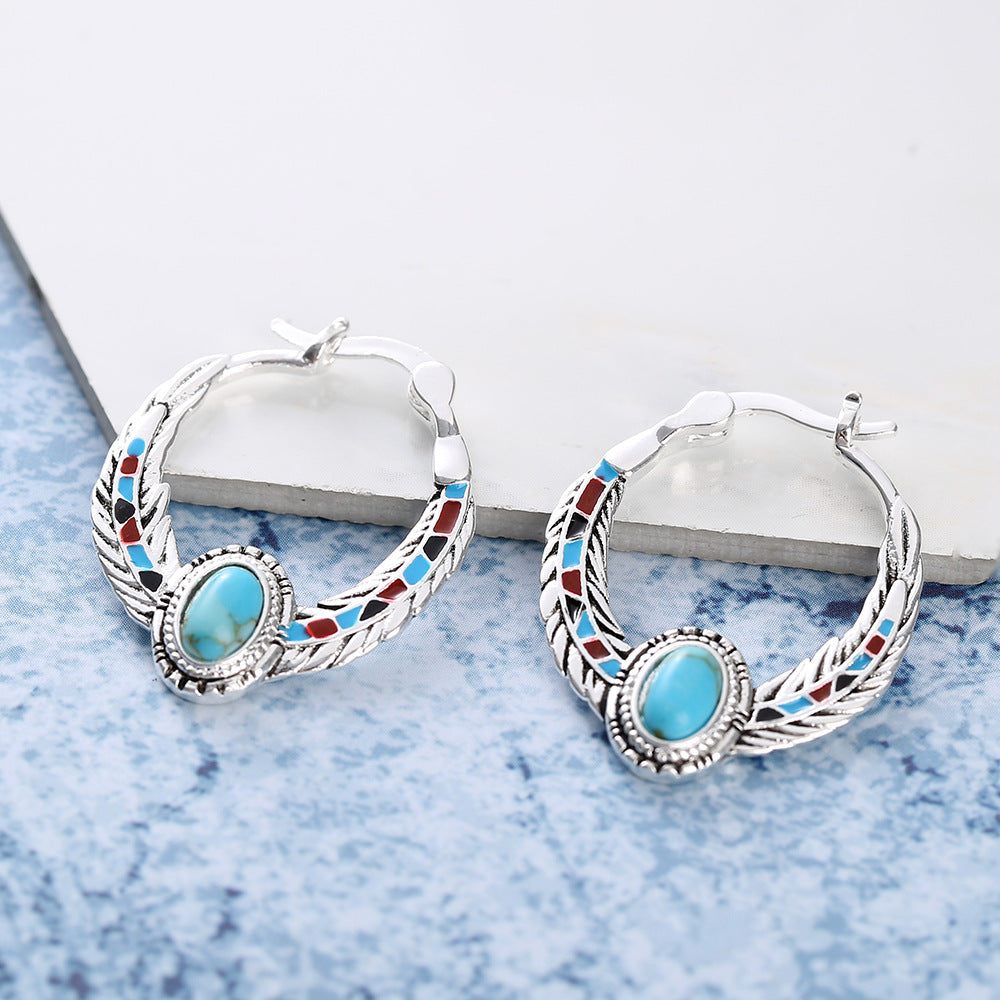 Inlaid Turquoise Eagle Feather Ring - Norellé