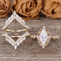 Crown Horse Eye Diamond Ring Set Copper Luxury - Norellé