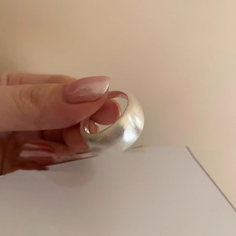 Simple Matte Silver Brushed Ring Women's Light Luxury - Norellé