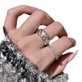Micro Inlaid Zircon Classic Style Diamond Plaid Ring Open Ring - Norellé