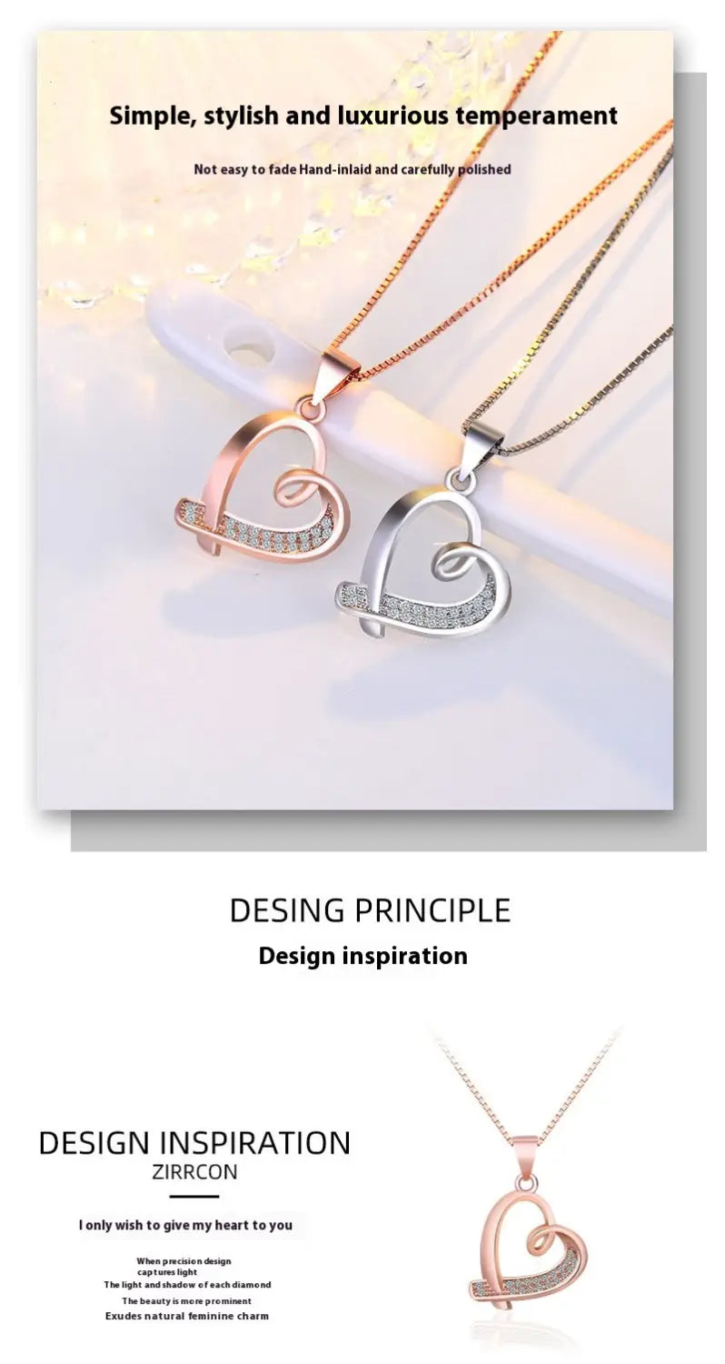 Women’s Heart Necklace Hollow Clavicle Chain