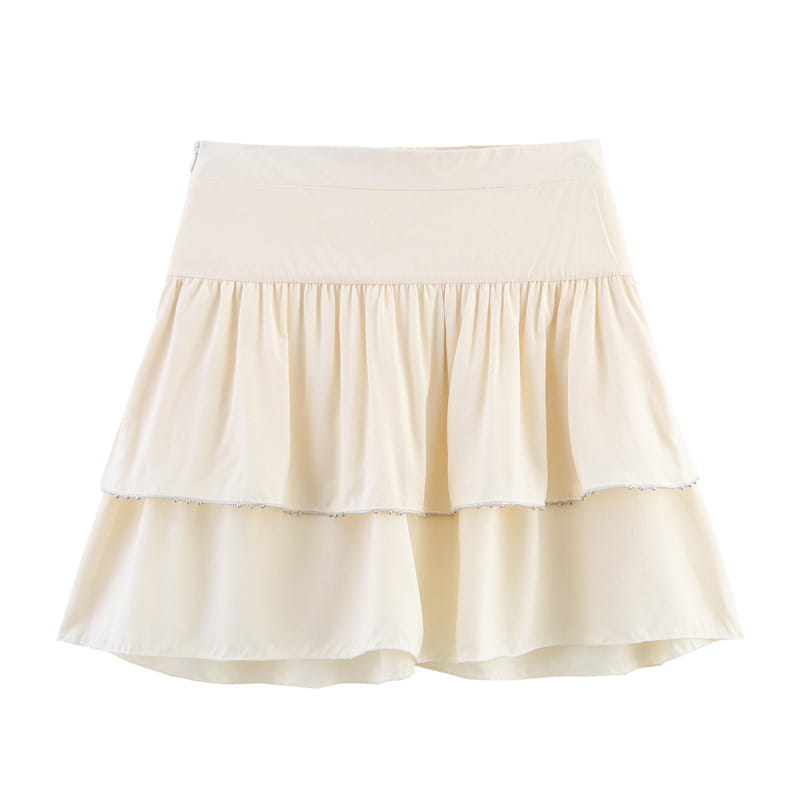 Laminated Decoration Short Skirt