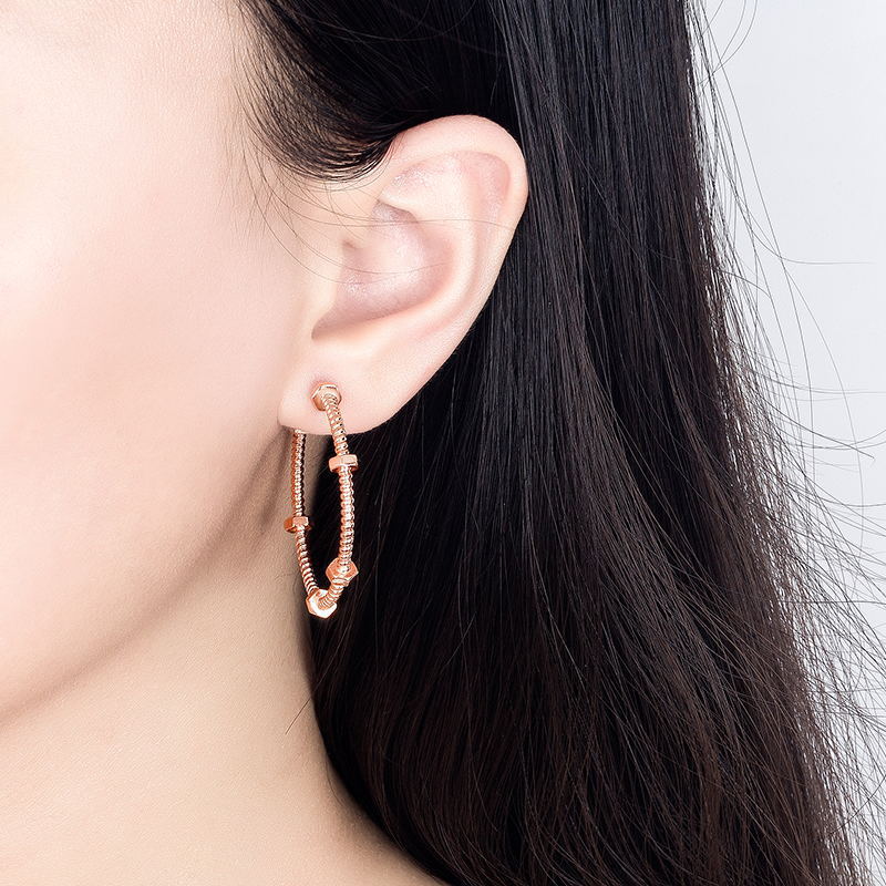 Simple And Elegant Round Studs Ring Spiral Texture Earrings - Norellé
