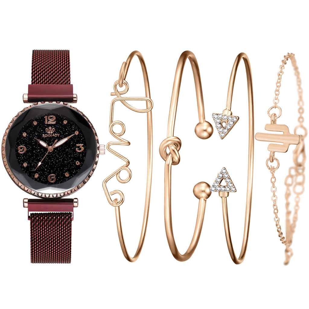 Women Watches Starry Sky Magnet Buckle Fashion Bracelet Wristwatch Roman Numeral Simple Clock Gift - Norellé