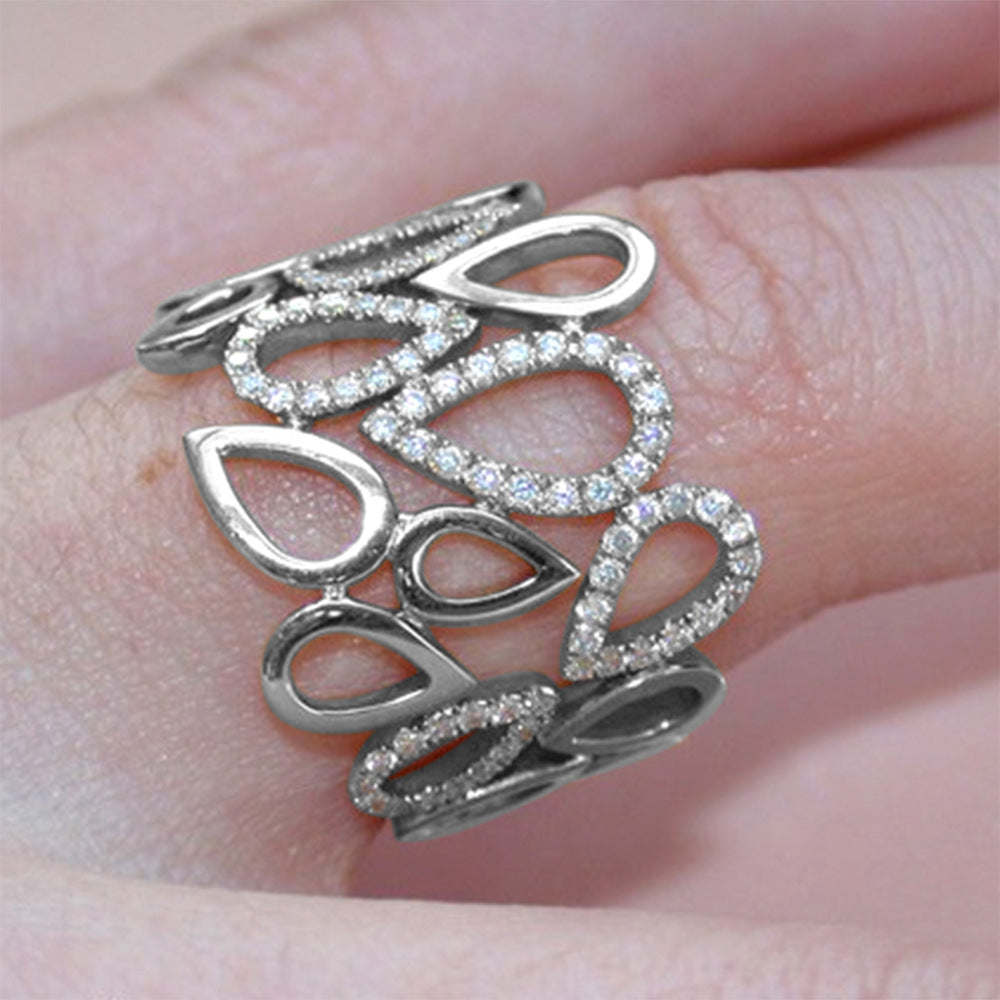 Women's Exaggerated And Personalized Drop-shaped Hollow Ring - Norellé