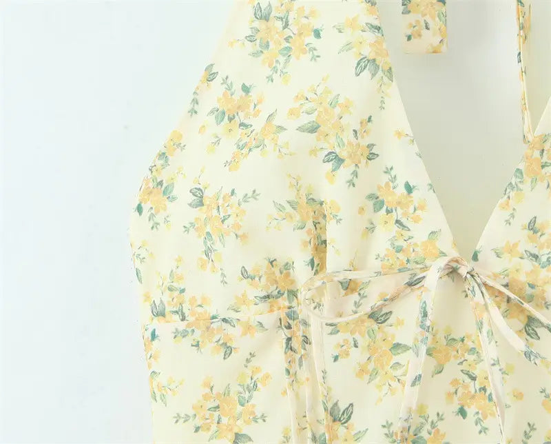 Pastoral Style Halter Backless Sexy Mini Dress Women