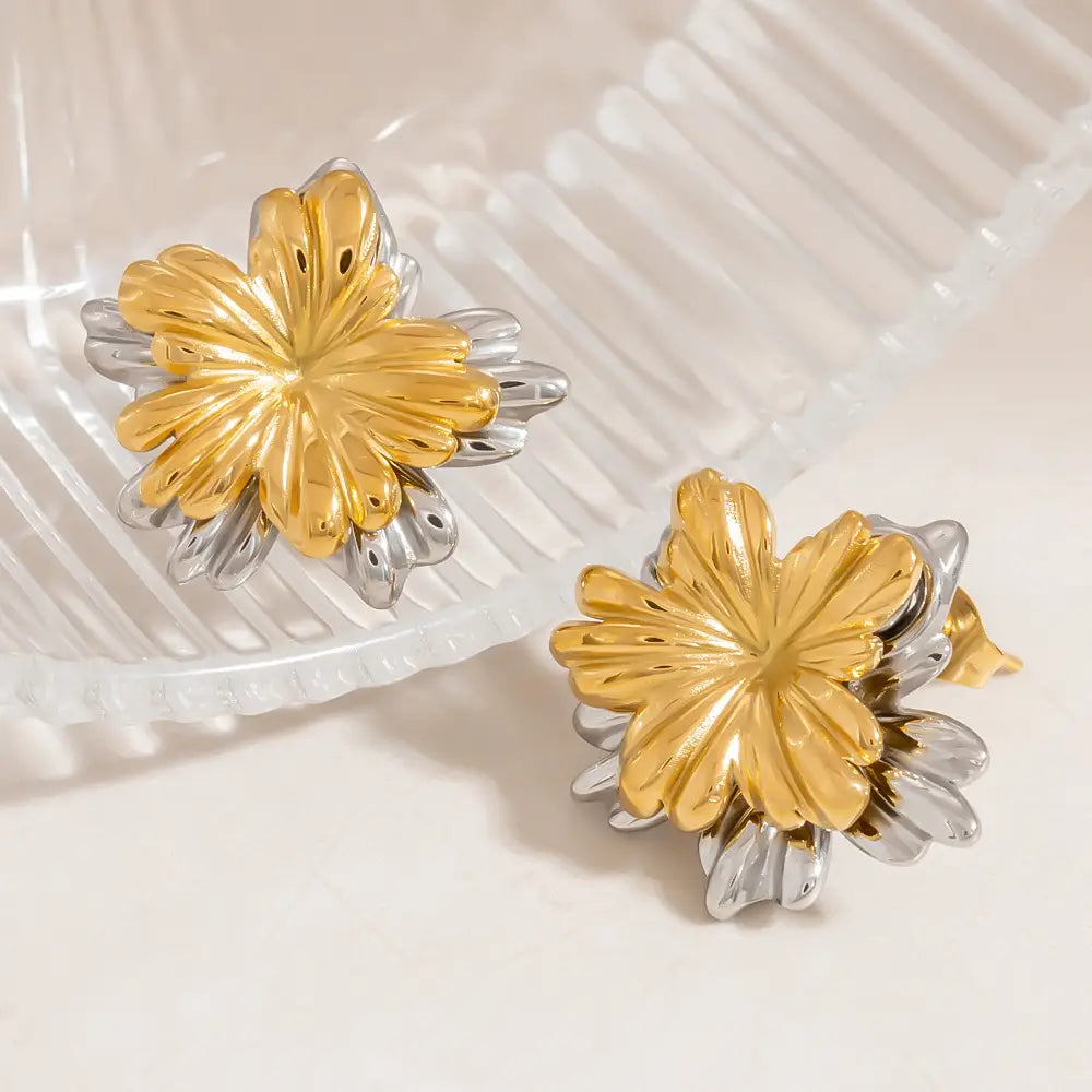 Stainless Steel Butterfly Two-color Three-color Ear Studs