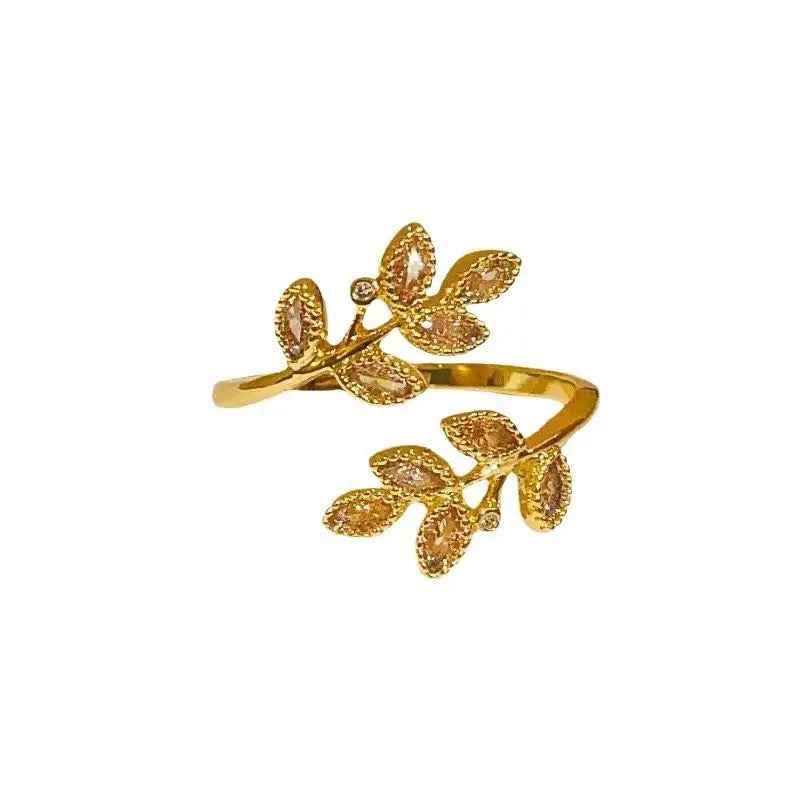 Leaves Open Ring Female Light Luxury Temperament High Sense - Norellé