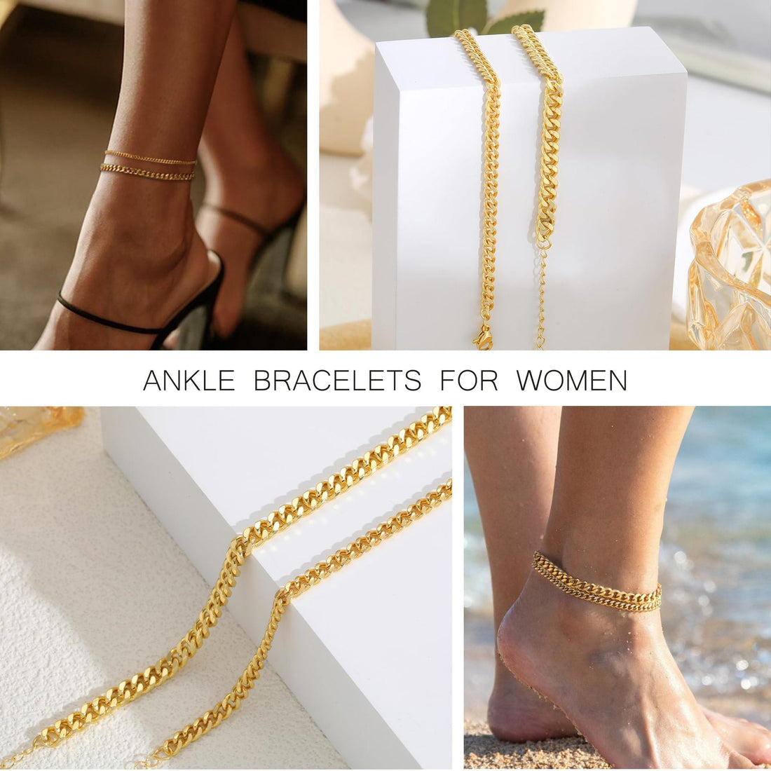 18K Gold Bold Cuban Link Chain Anklet Grinding Fashion - electronic accessories